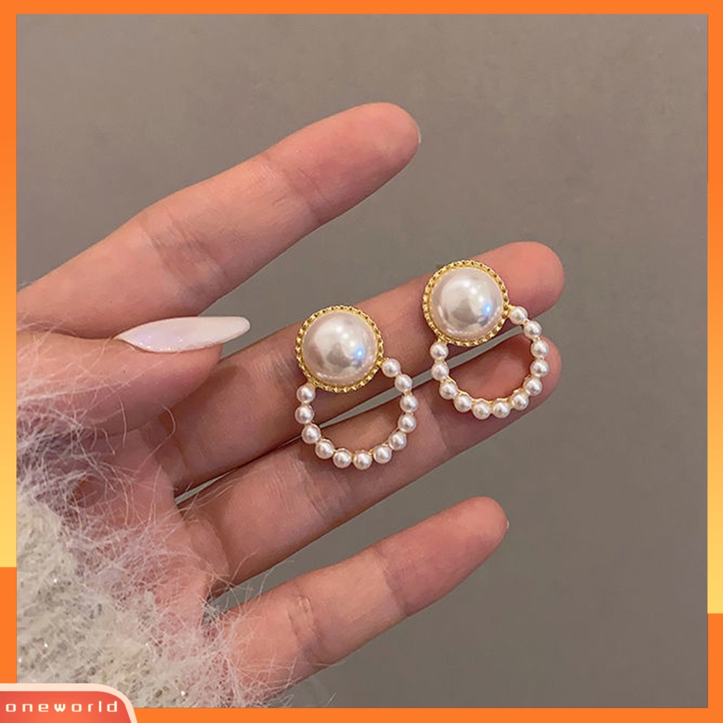 [WOD] 5pasang Anting Menjuntai Bentuk D Jumbai Perhiasan Mutiara Imitasi Rhonestones Drop Earrings Untuk Pesta Pernikahan Perjamuan Prom