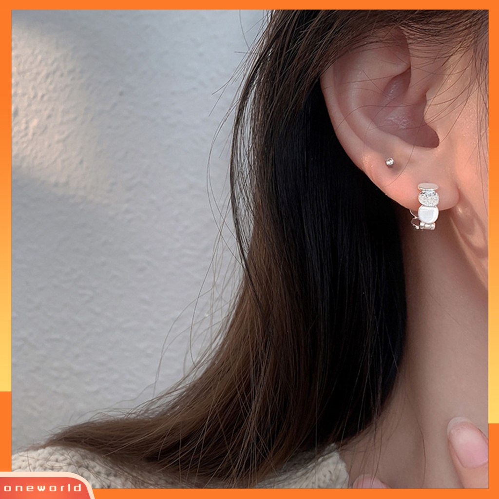 [WOD] 1pc Wanita Anting Bulat Lembaran Tumpang Tindih Perhiasan Tidak Teratur Telinga Gesper Anting-Anting Untuk Pesta Pernikahan Perjamuan Prom