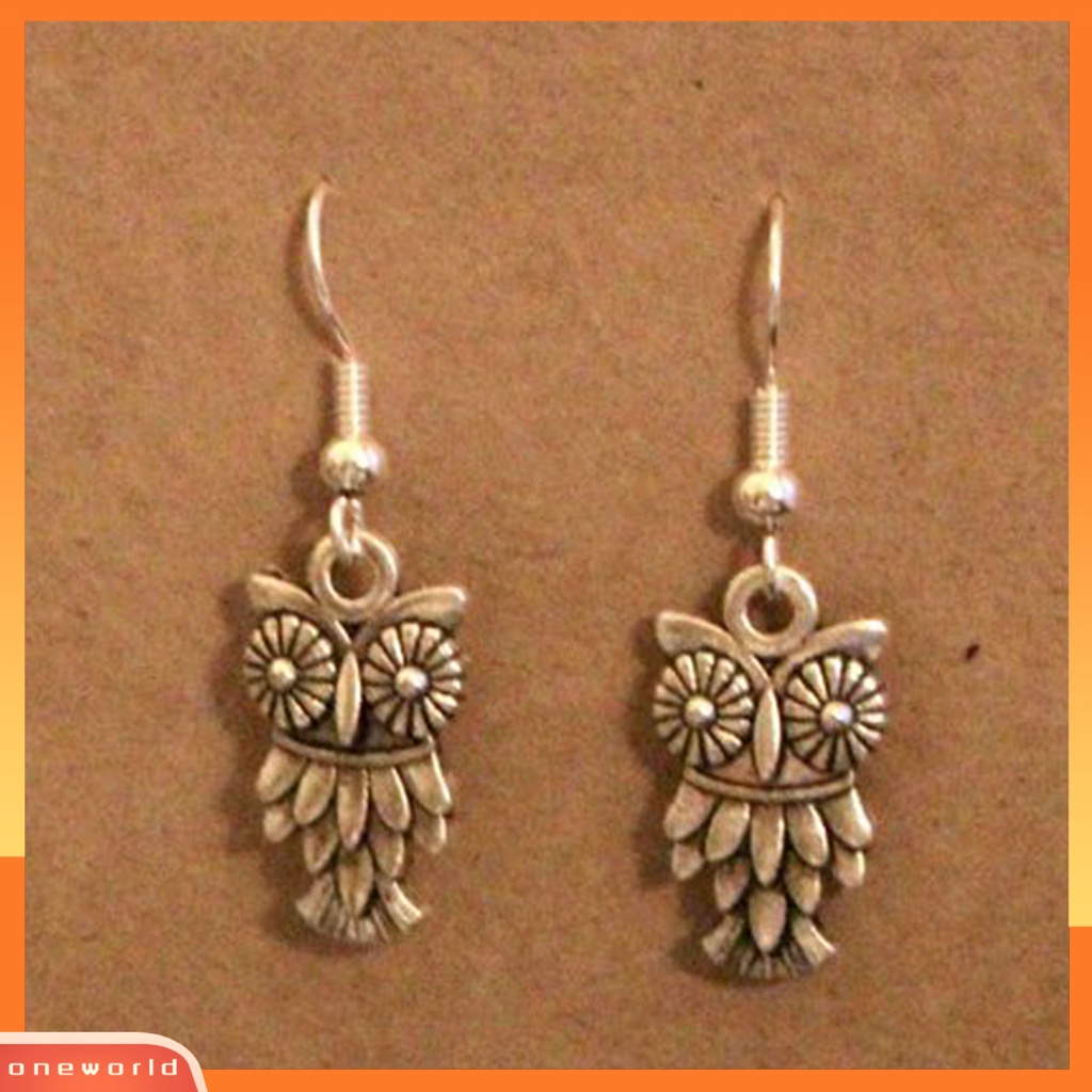 [WOD] 1pasang Tindik Compact Wanita Anting Paduan Seng Bentuk Burung Hantu Bohemian Hook Earrings Perhiasan Aksesoris