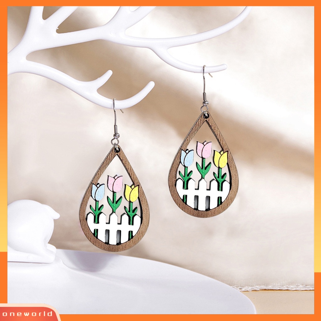 [WOD] 1pasang Anting Menjuntai Kepribadian Valentine Hadiah Meriah Paskah Tulip Pagar Liontin Anting Untuk Pacaran