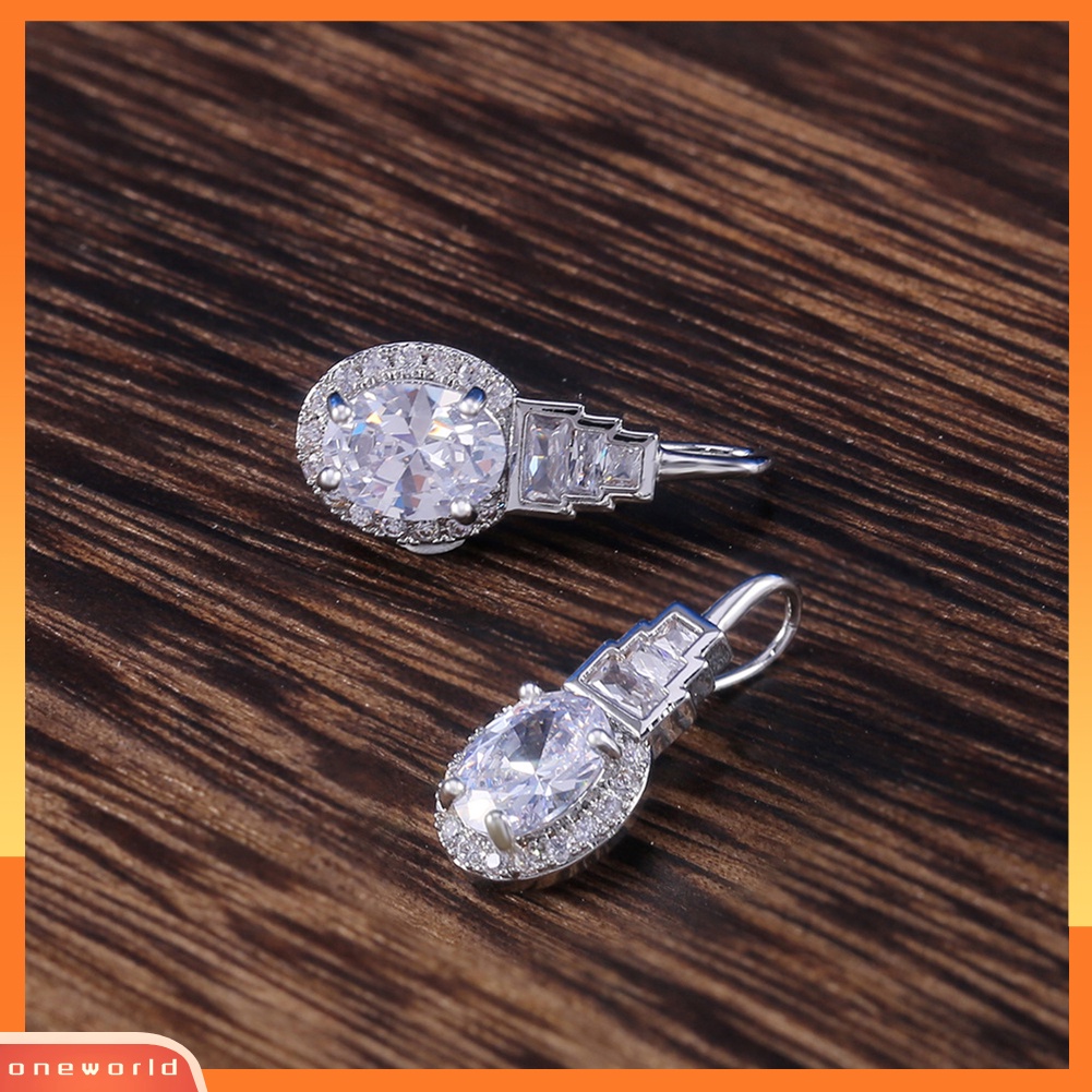 [WOD] Fashion Wanita Pagoda Kubik Zirkon Menjuntai Eardrop Kait Anting Perhiasan Hadiah