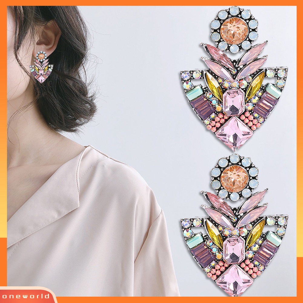 [WOD] Wanita Fashion Berlian Imitasi Berlebihan Bohemian Ear Stud Earrings Perhiasan Hadiah