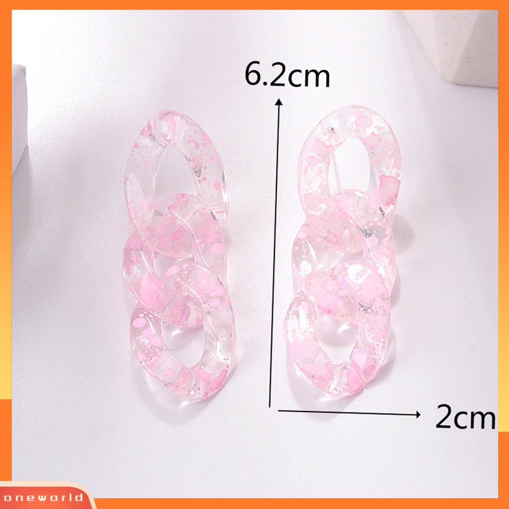 [WOD] 1pasang Anting Wanita Rantai Kuba Perhiasan Transparan Geometris Bohemian Drop Earrings Untuk Pesta