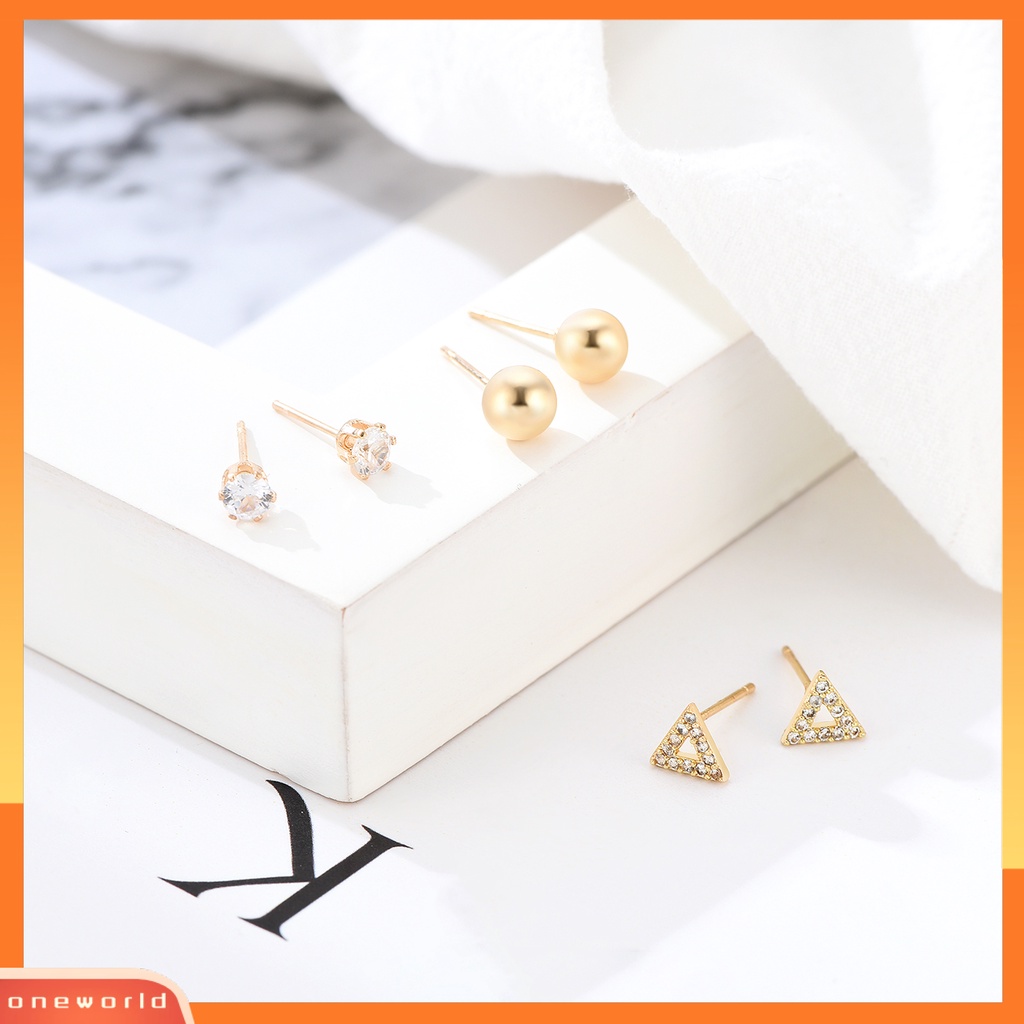 [WOD] Wanita Fashion Cubic Zirconia Lengkung C Bentuk Telinga Stud Earrings Perhiasan Aksesori