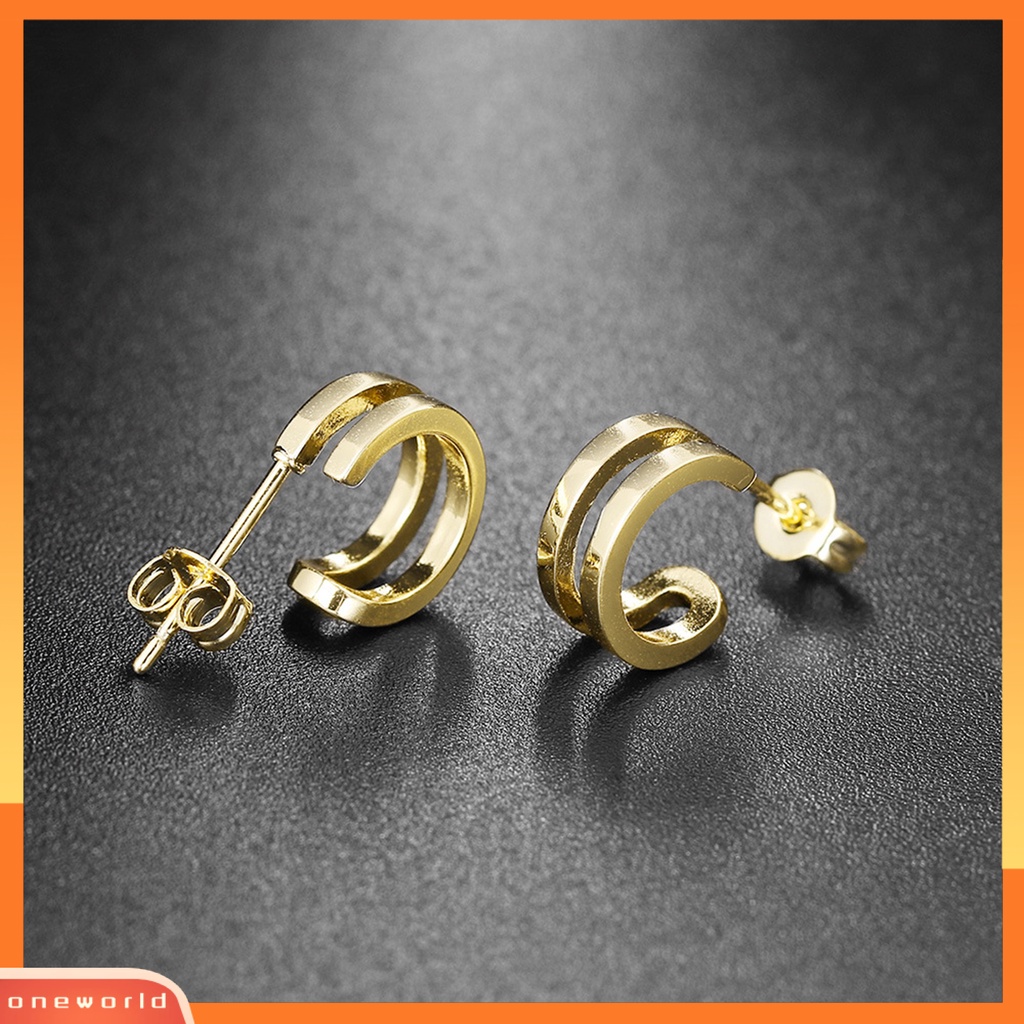 [WOD] 2pcs Berlian Imitasi Pejantan Telinga Dengan Penyumbat Telinga Tindik Indah All-Match Menawan Shiny Double Layer Women Earrings Untuk Kehidupan Sehari-Hari