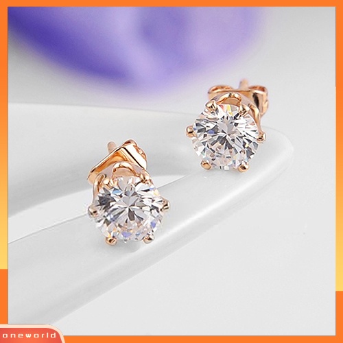 [WOD] Fashion Wanita Berlapis Emas 9K Kristal Telinga Studs Pesta Pernikahan Anting Perhiasan