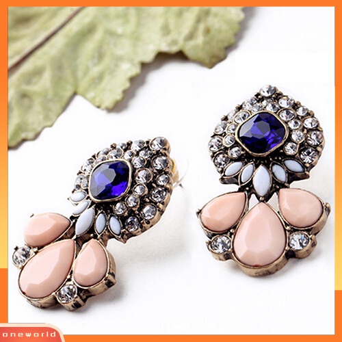 [WOD] Wanita Gaya Vintage Tetesan Air Berlian Imitasi Ear Studs Earrings Perhiasan Perjamuan