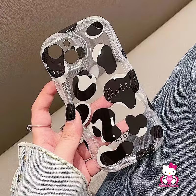 Casing Ekspresi Lucu Motif Leopard Sederhana Untuk Oppo A17k A95 A96 A57 A16 A5 A5s A31 A16s A17 A77 A1k A92 A53 A77s A76 A3s A74 A54s A9 A15 A52 A16K A16E Casing Tepi Bergelombang Lengkung 3D