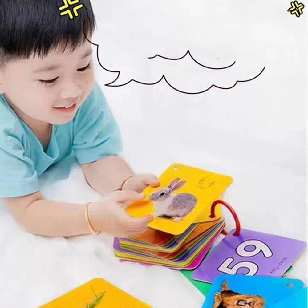 NEEDWAY Needway Kartu Belajar Bayi Portable Kata Meja Permainan Untuk Anak Laki-Laki Double Side Letter Animal Kartu Belajar Dini Makanan Kata Pocket Card Children Cognition Card