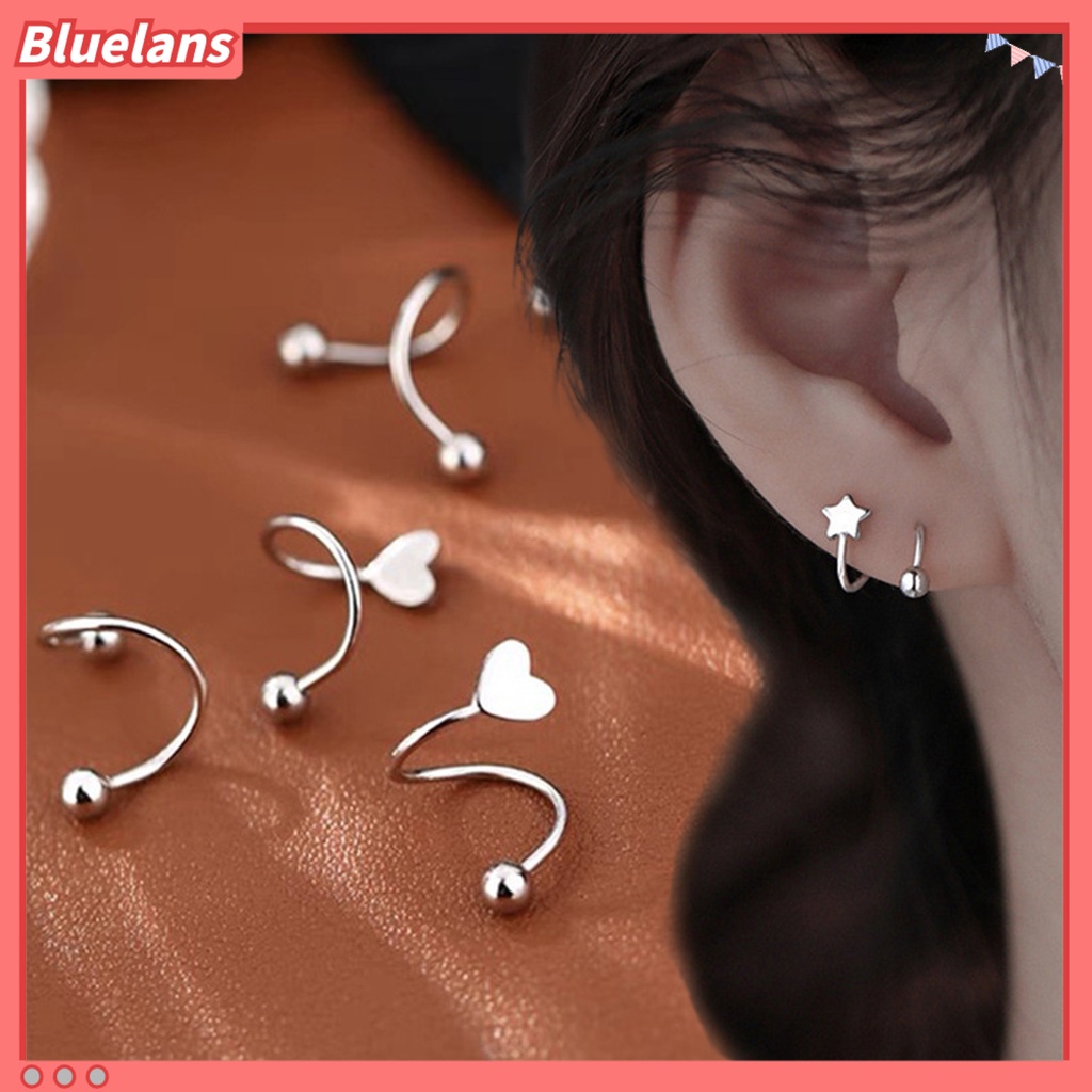 [BLS] 1pasang Ear Studs Round Beads Bintang Berujung Lima Tindik Mini Hadiah Lucu Hypoallergenic Spiral Tulang Rawan Anting Perhiasan Fashion