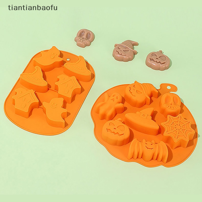 [tiantianbaofu] 1pc Halloween Mengerikan Cetakan Silikon Es Batu Coklat Makanan Baking Tray Mold Butik