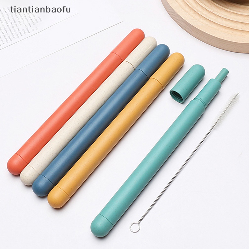 [tiantianbaofu] Plastic Straw Sedotan Minum Plastik Lurus Dengan Sikat Pembersih Butik Dekorasi Pesta