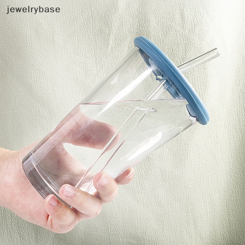 [jewelrybase] All-matching Silicone Cup Lid Glass Drink Cover Tahan Panas Dengan Lubang Sedotan Tahan Lama Aksesoris Botol Fleksibel Dicuci Butik