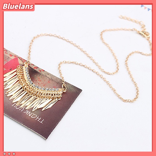 [BLS] Wanita Warna Emas Jumbai Tergantung Berlian Imitasi Choker Rantai Panjang Kalung Pesta