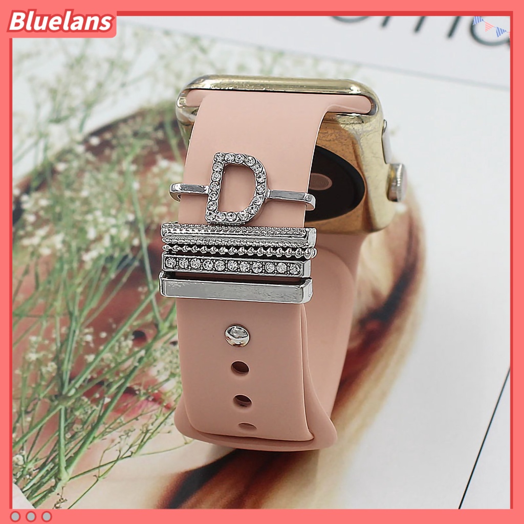 [BLS] 5pcs/set Watch Band Loop Multi--styles Polished Charm Alloy Berlian Imitasi Fashion Surat Jam Tangan Tali Pengikat Cincin Aksesoris Jam Tangan