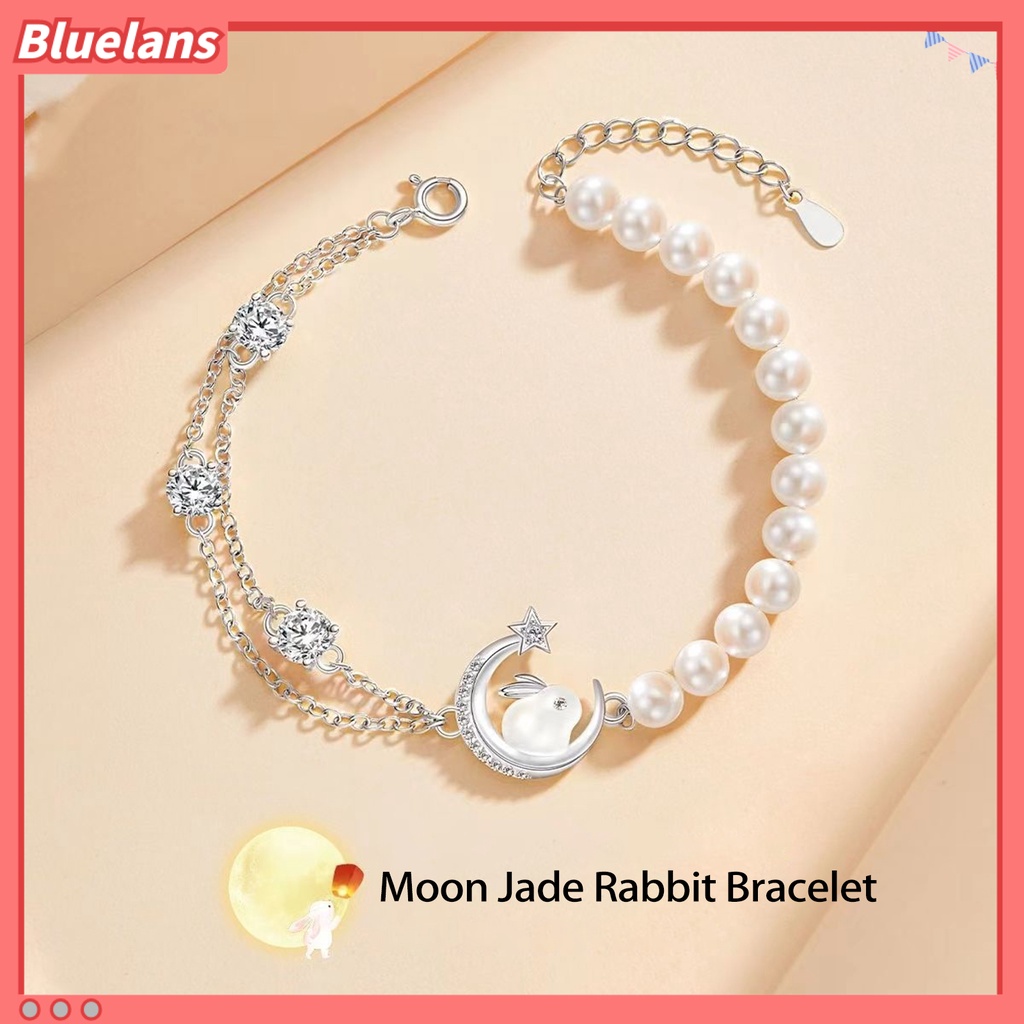 [BLS] Wanita Gelang Zodiak Desain Tidak Teratur Mutiara Imitasi Dekorasi Mengkilap Hias2023Tahun Kelinci Rabbit Bracelet Perhiasan Aksesoris