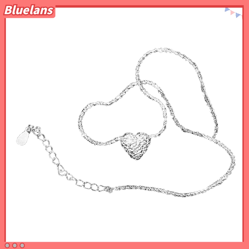 [BLS] Wanita Kalung Warna Perak Berkilau Dipanjangkan Adjustable Elegan Hypoallergenic Cinta Kecil Hati Klavikula Kalung Fashion Perhiasan