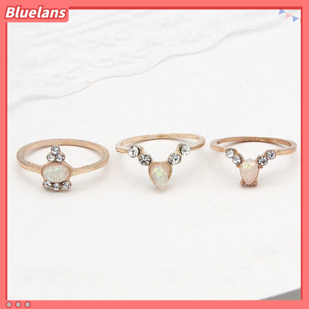[BLS] 17pcs /set Bohemian Sederhana Dapat Ditumpuk Berlian Imitasi Midi Cincin Buku Jari Cincin Perhiasan Aksesori