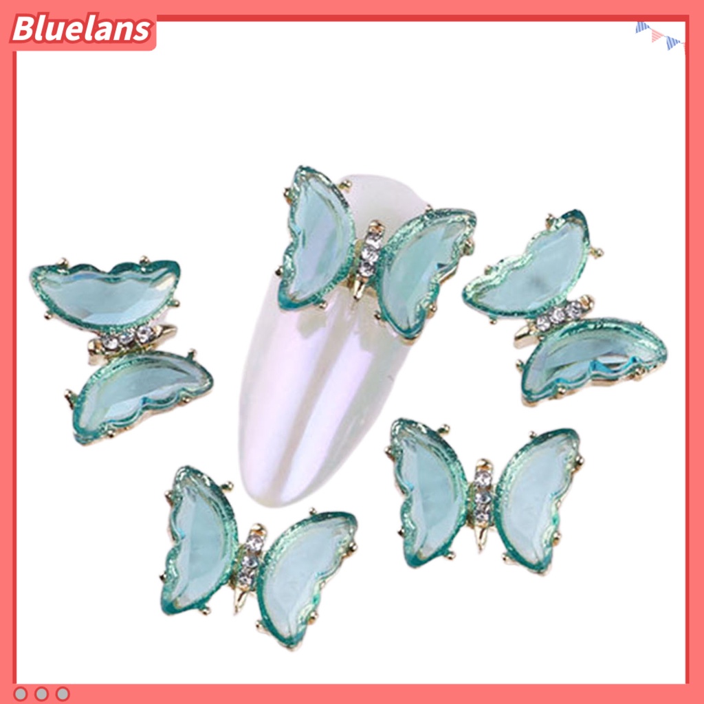 [BLM] 5pcs /Set Kuku Ornamen Kupu-Kupu Penembus Es 3D Colorful Shiny Manicure Crystal Butterfly Untuk Kecantikan