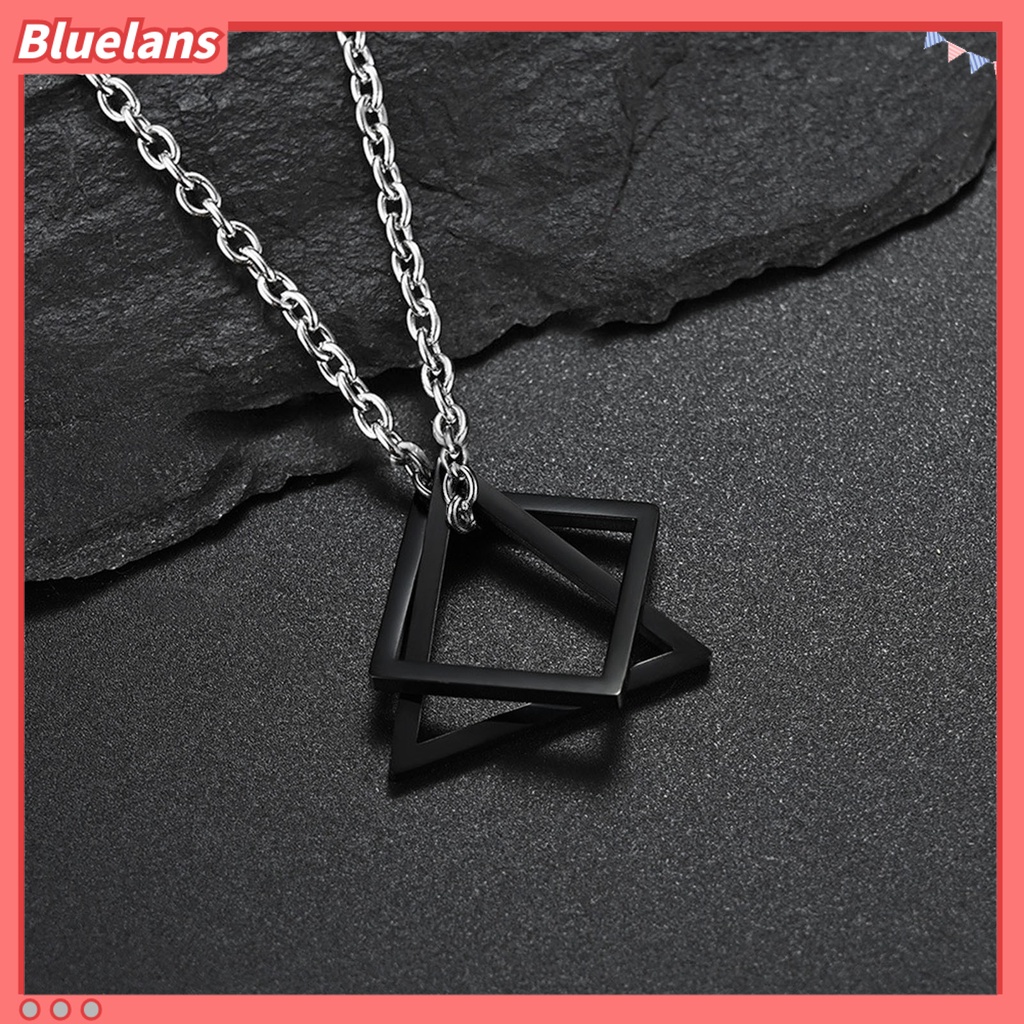 [BLS] Kalung Pria Warna Kontras Bentuk Segitiga Gaya Hip-hop Liontin Pria Retro Untuk Pakaian Sehari-Hari