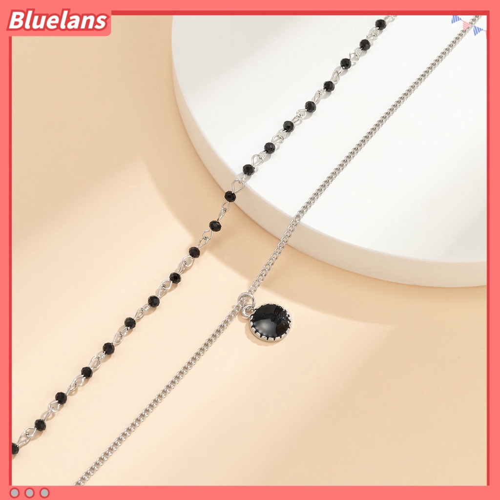 [BLS] Kalung Pria Hias All-match Kalung Manik-Manik Dua Lapis Tinggi Dingin Dan Sederhana Untuk Pakaian Sehari-Hari