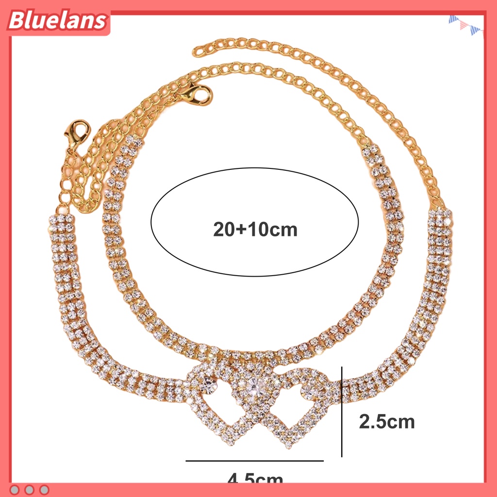 [BLS] 1pc/2pcs Rantai Kaki Geometris Adjustable Extended Chain Sparkling Antikarat Hias Hypoallergenic Berlian Imitasi Double Heart Ankle Bracelet Perhiasan Aksesori