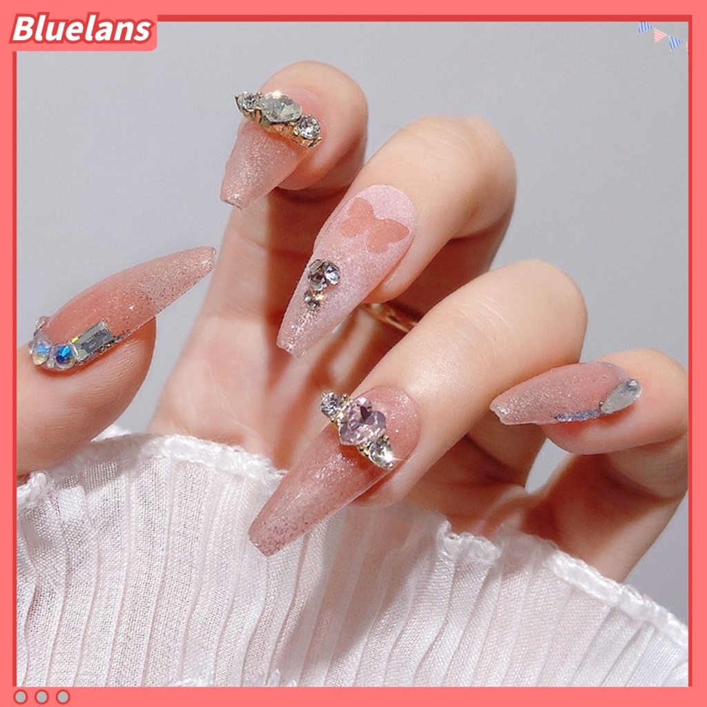 [BLM] 10 Pcs Aksesoris Kuku Indah DIY Manicure Alloy Perhiasan Berwarna Peach Hati Berlian Imitasi Nail Art Dekorasi Perlengkapan Manicure