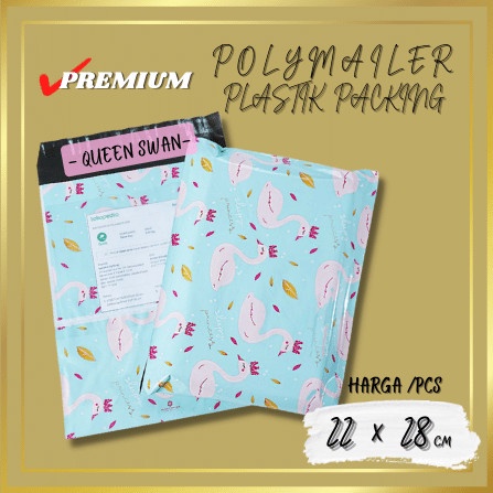 

[SC] AMPLOP BAG POLYMAILER PLASTIK PACKING OLSHOP MOTIF QUEEN SWAN 22x28 - 22CM x 28CM, QUEEN SWAN