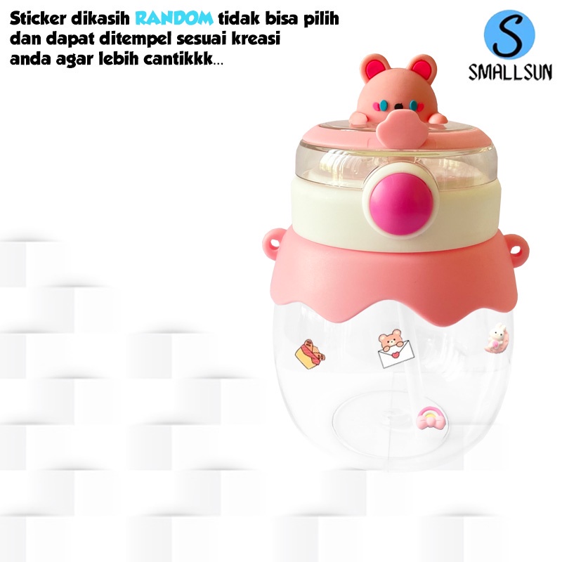 (SS) Botol air Minum Anak Lucu Karakter Animal Kapasitas 700ml Free Tali Free Sticker 2D+3D