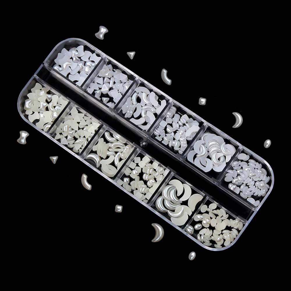 AUGUSTINA Agustinina Dekorasi Kuku Wanita Fashion Bulan Manikur Aksesoris Segitiga Droplet 3D Nail Art Drills