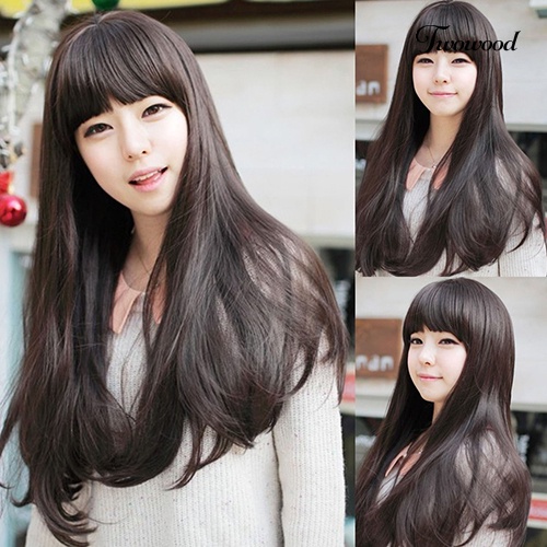 Twowood Fashion Wanita Gadis Seksi Panjang Slight Curly Cosplay Pesta Wig Rambut Penuh+Topi Wig