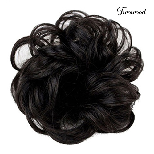 Twowood Hot Wanita Lady Wavy Curly Dish Rambut Sanggul Ekstensi Sopak Chignon Scrunchie