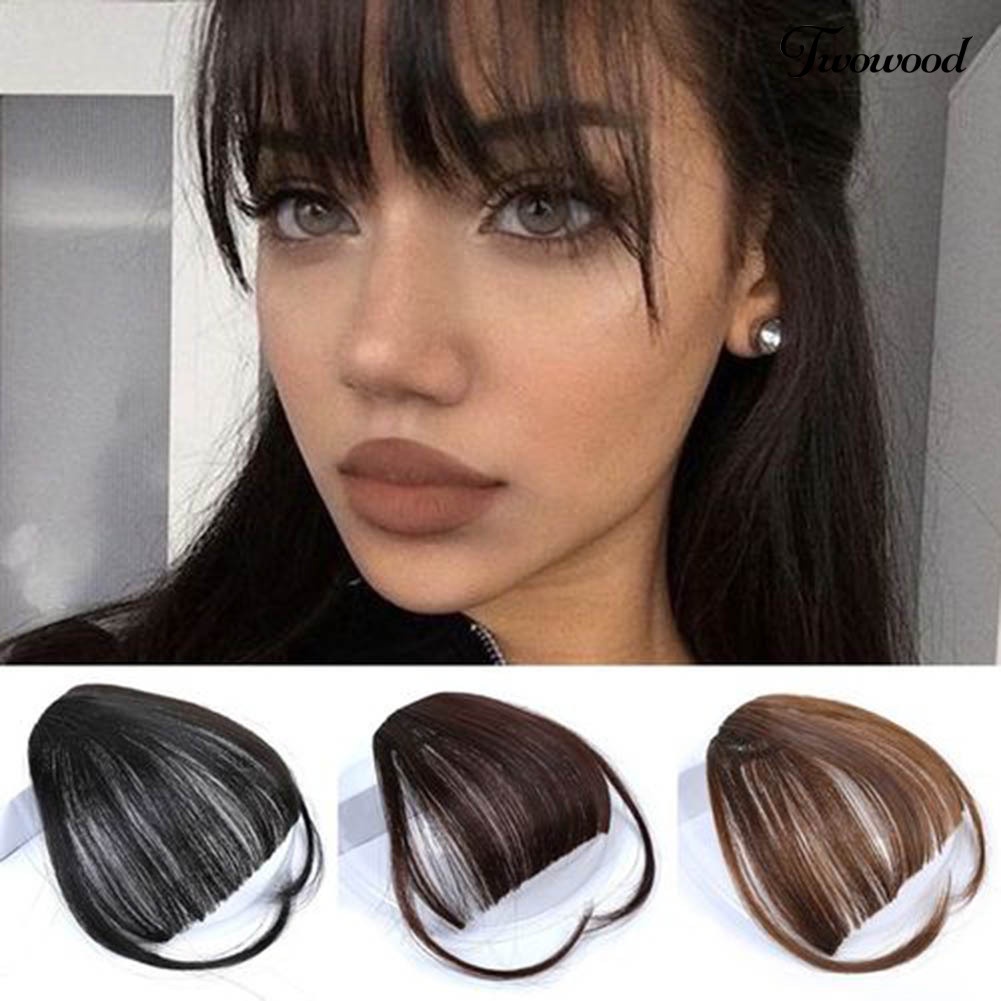 Twowood Fashion Wanita Tipis Klip On Air Bang Front Fringe Wig Hair Extension Sopak