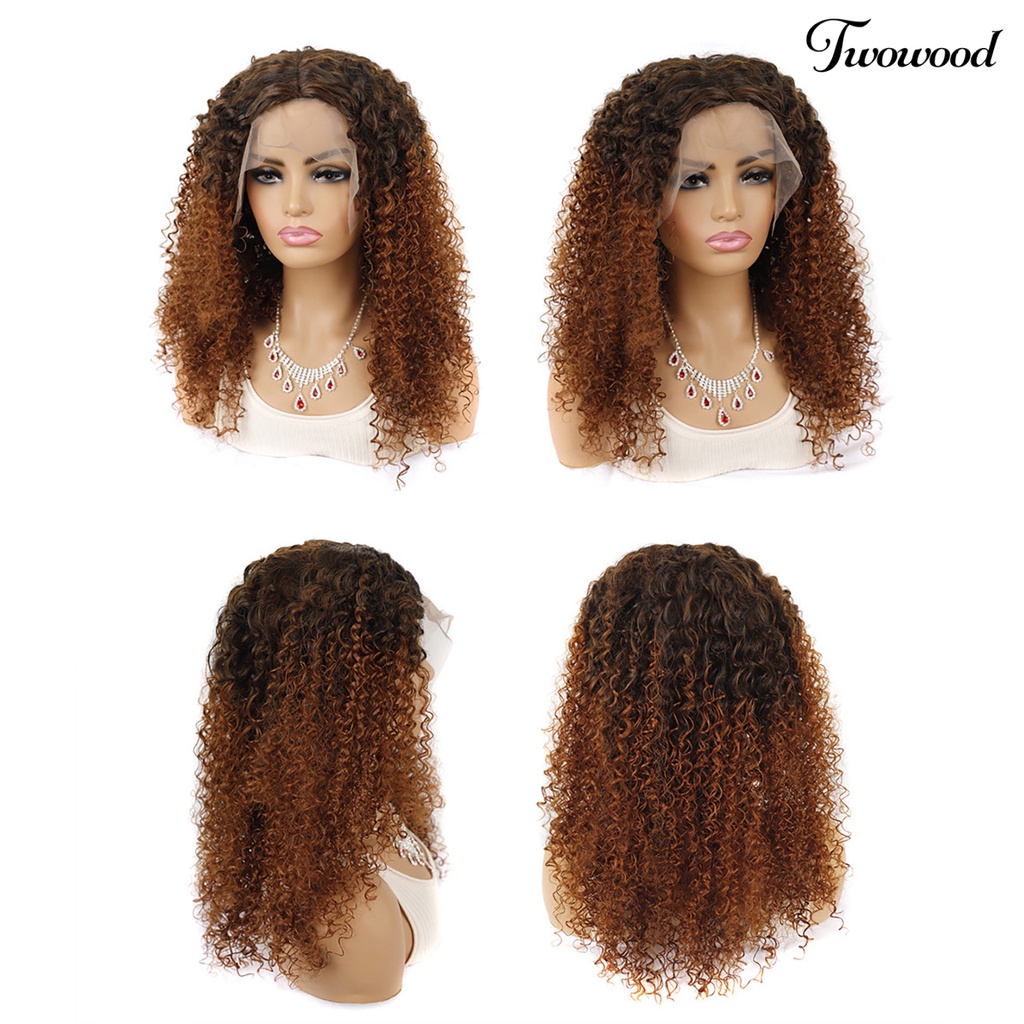 Twowood Curly Wig Berbulu Memperpanjang Rambut Suhu Tinggi Serat Density Frontal Wanita Wig Brasil Untuk Perempuan