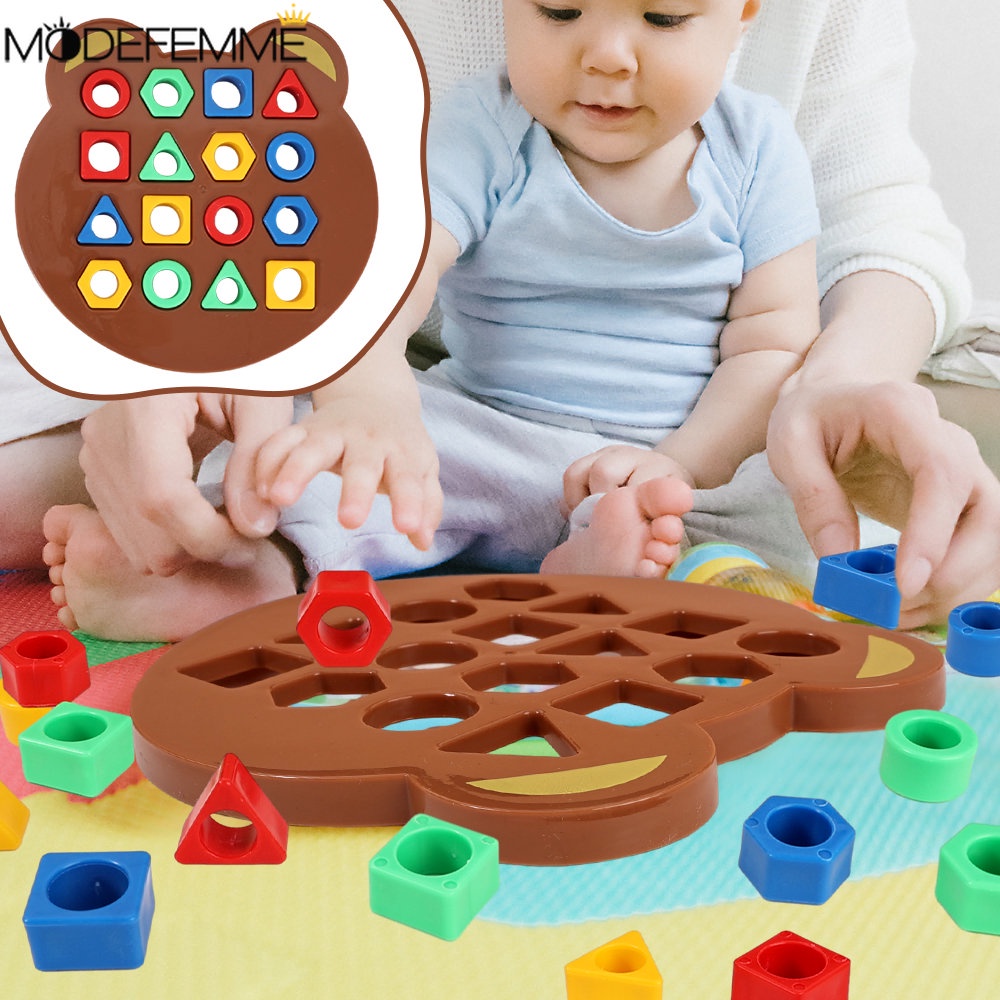 Papan Paud Bermain Bentuk Geometris Warna Senada Puzzle 3d Pendidikan Dini Fun Puzzle Blocks Interaksi Orang Tua-Anak Permainan Pertempuran Mainan Bayi Montessori Logical Toy