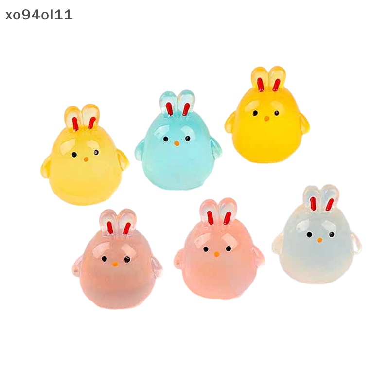 Xo 2Pcs Ornamen Kelinci Bercahaya Kartun Bunny Doll Micro Landscape Dekorasi Rumah Boneka Mainan OL