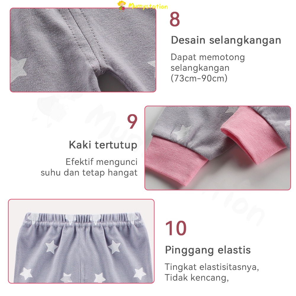 Mumystation Piyama Bayi Setelan Baju Piyama Bayi Setelan Lengan Panjang Celana Panjang Baby Sleepsuit import Cetakan binatang yang Lucu