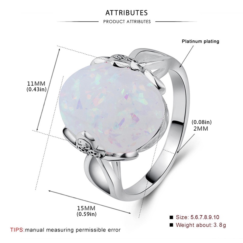 Opal Rings Natural Opal Colorful Light Gemstone Silver Band Ring Perhiasan Mewah Untuk Wanita Dainty Party Gift