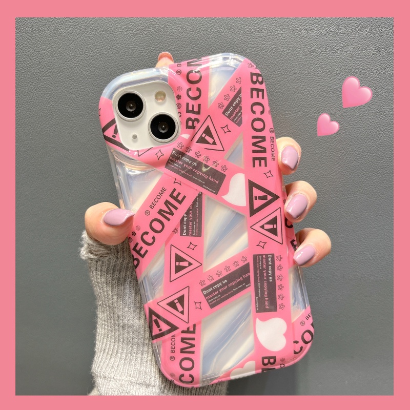 IPHONE Casing Ponsel Desain Label Pink Silang Riak Air Kompatibel Dengan Iphone12 13 14 11 Pro Max X Xs Max Xr Dcxs
