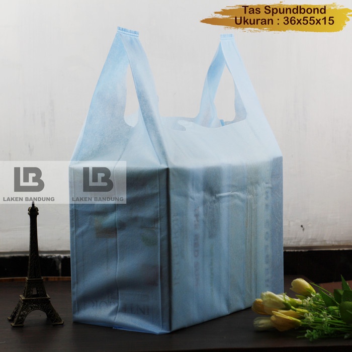 

[SC] Tas Spunbond Goodie bag Tottebag Model Kresek 36x55x15 Per Lusin 12Pcs - Biru Muda 12