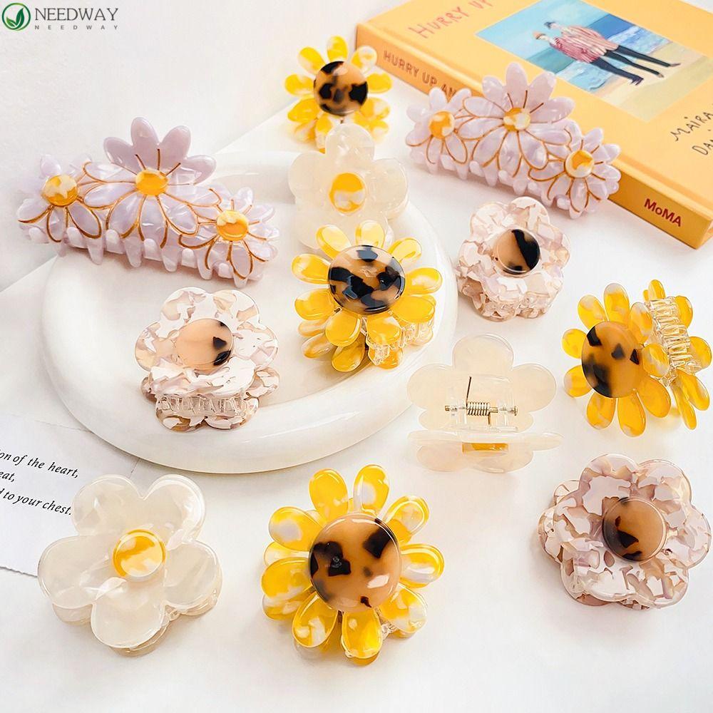 Needway Daisy Hair Claw Lucu Kepribadian Elegan Untuk Gadis Bunga Hiasan Kepala Hiasan Kepala Ponytail Holder Untuk Wanita Women Hair Clips