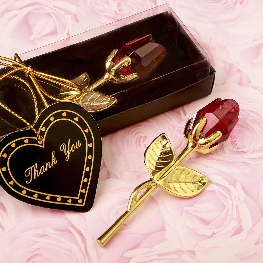 ღ Crystal Glass Rose Flower With Box Artificial Flower Mini Forever Red Gold Artificial Rose For Girlfriend Wedding Gift For Guest Mothers Day Gift