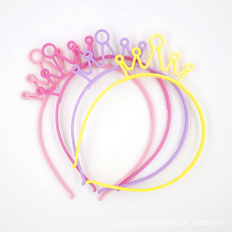 SS Bando Korea Lucu Desain Mahkota Bahan Plastik Anti Slip Gaya Korea Headband Crown Warna Warni Bandana Glossy Aksesories Rambut Wanita Murah