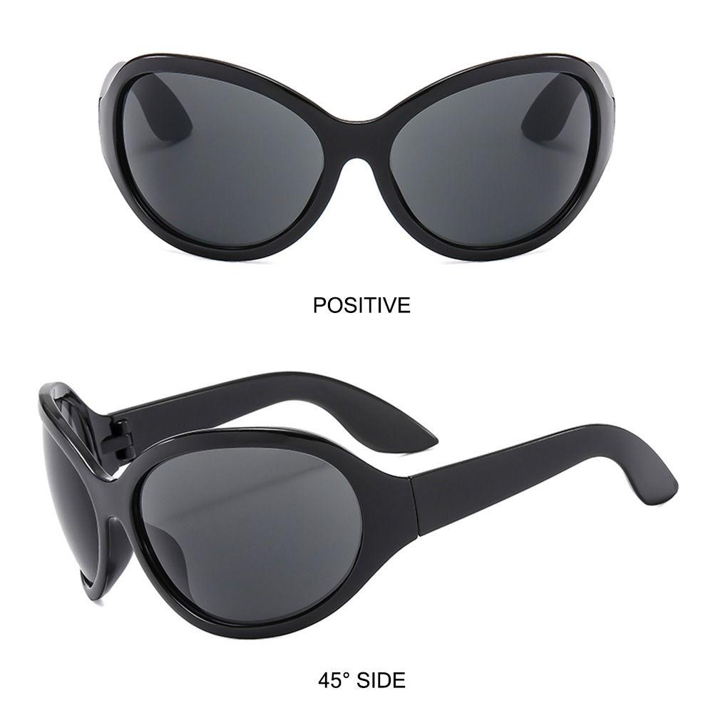 Lily Kacamata Hitam Oversized Vintage UV400 Irregular Hip Hop Y2K Shades Untuk Wanita &amp; Pria