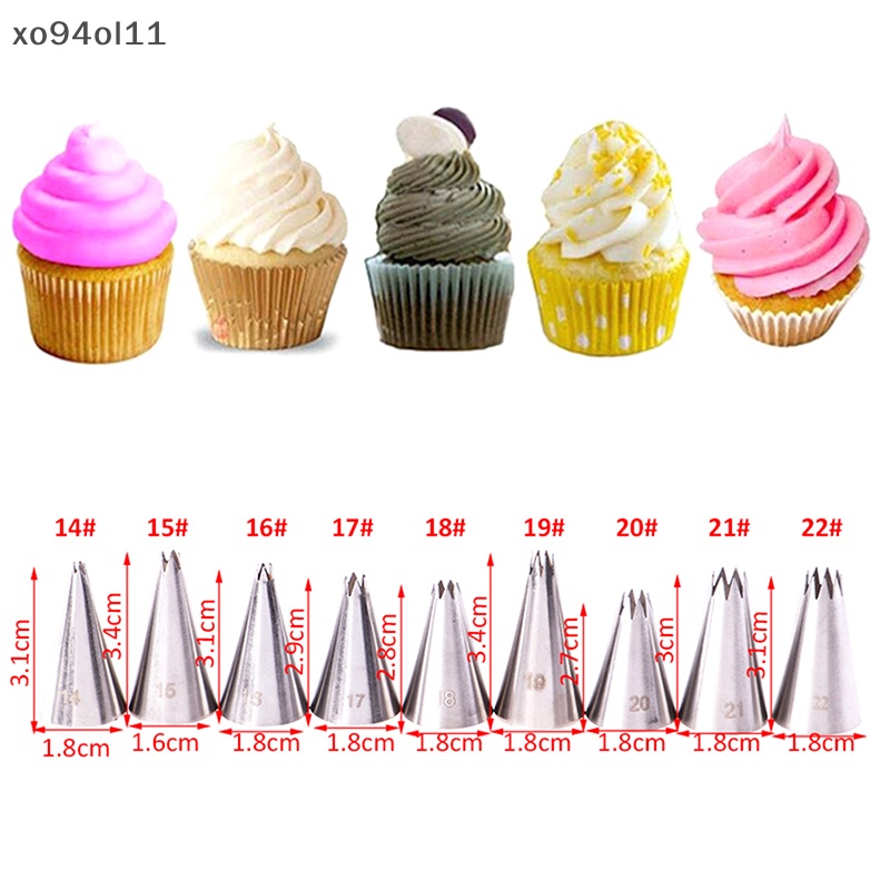 Xo 9pcs Pastry Icing Piping Nozzle Stainless Steel Decorag Tip Dekorasi Kue OL