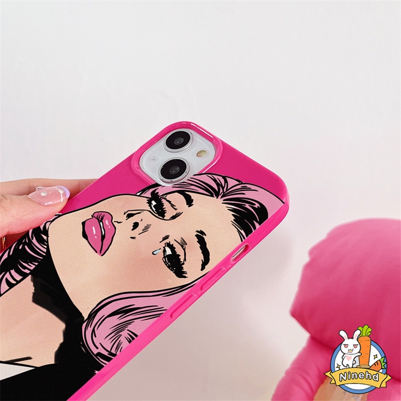 IPHONE Luxury Beauty Girl Rose Red Glossy Phone Case Kompatibel Untuk Iphone14 13 12 11 Pro Max X Xr Xs Max 8 7 6 6s Plus SE 2020 Perlindungan Kamera Shockproof Silikon Lembut Tpu Penutup Belakang