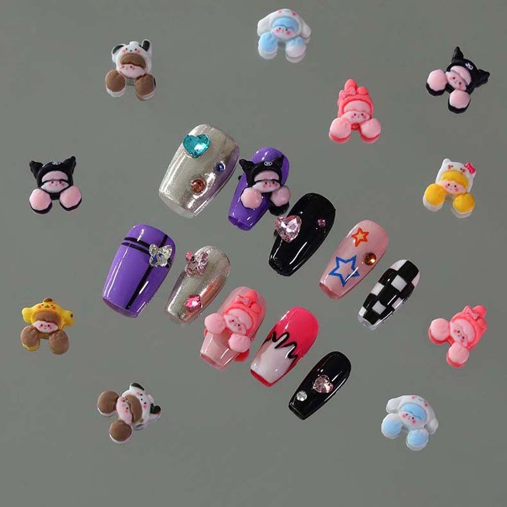 Mxbeauty Hiasan Kuku Kitty Cat Colorful Kuromi 3D Nail Art Drills Manicure Perhiasan Kuku Kartun Untuk Wanita