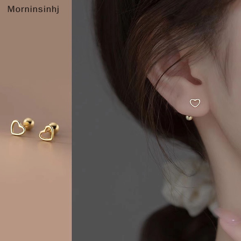 Mornin 1pasang Mode Sederhana Jantung Anting Telinga Tulang Kuku Untuk Wanita Tulang Rawan Anting Spiral Stud Earring Tubuh Perhiasan Hadiah id