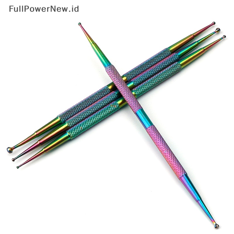 Power 4Pcs Pena Nail Art Ujung Ganda Dotg Gambar Paing UV Gel Liner Polish Brush ID