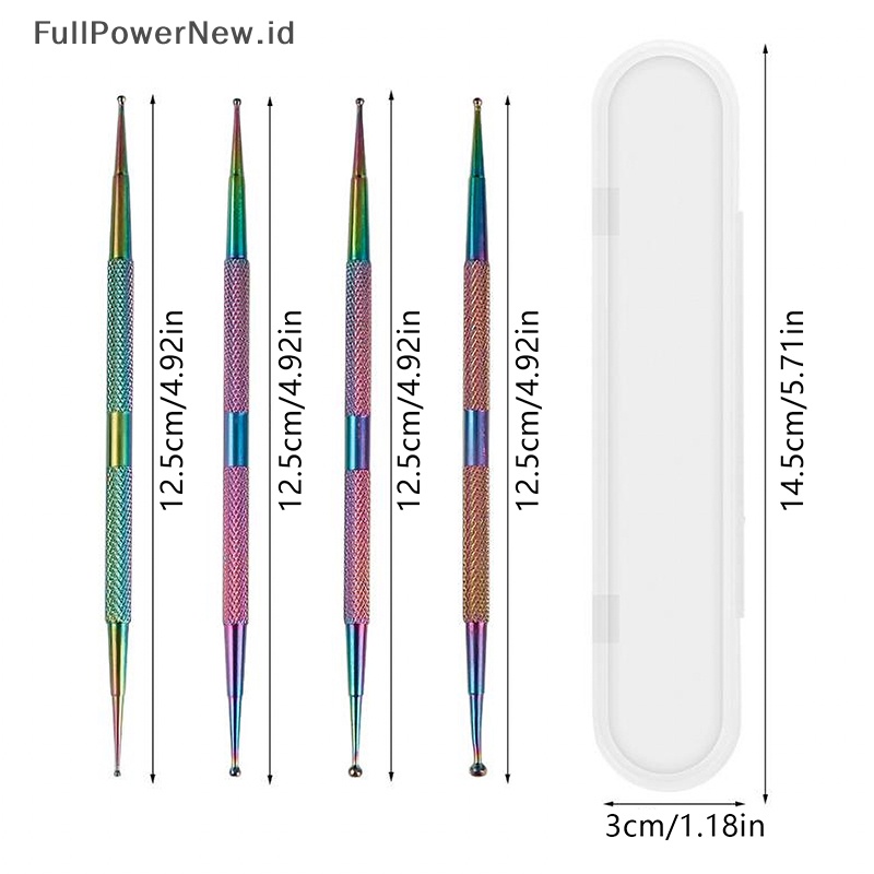 Power 4Pcs Pena Nail Art Ujung Ganda Dotg Gambar Paing UV Gel Liner Polish Brush ID